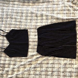 Blue and salmon skirt set